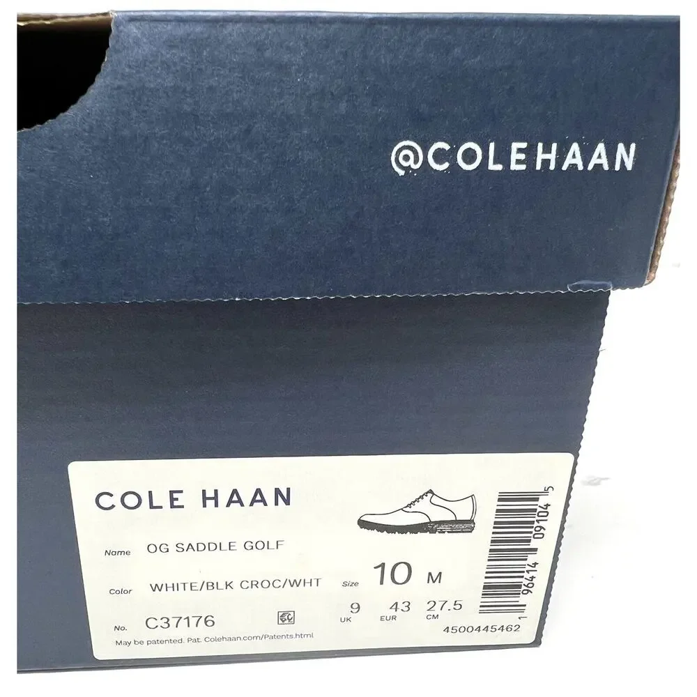 Cole Haan OG Original Grand Saddle Golf Shoe Sz 10 WHT BLCK C37176 Spikeless